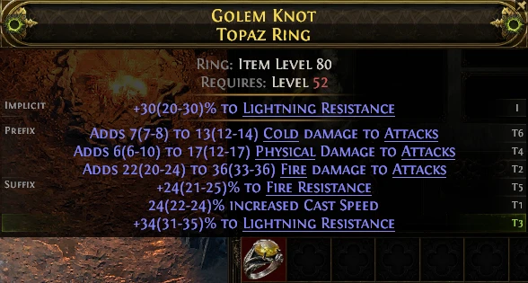 GOLEM KNOT TOPAZ RING