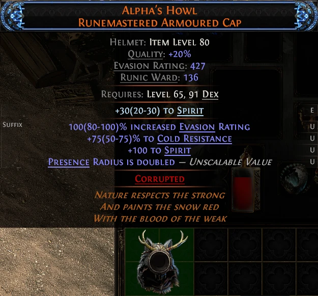 ALPHA'S HOWL RUNEMASTERED ARMOURED CAP