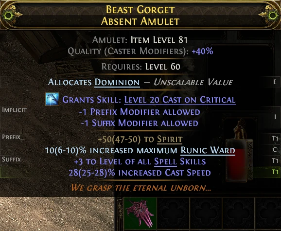 BEAST GORGET ABSENT AMULET