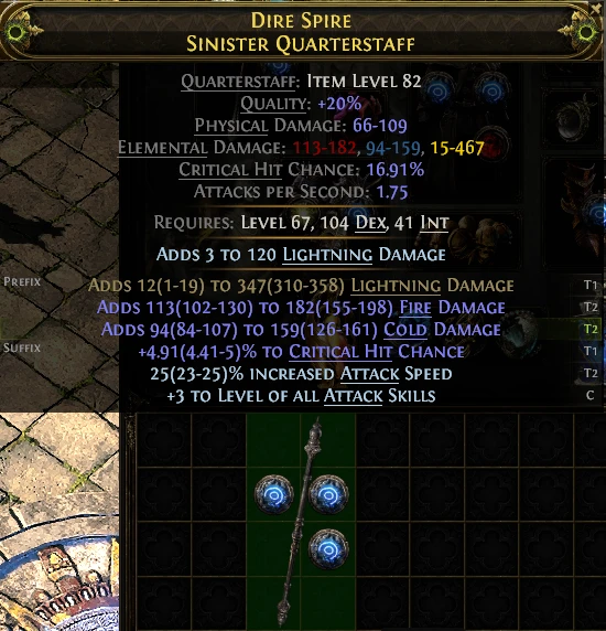 DIRE SPIRE SINISTER QUARTERSTAFF
