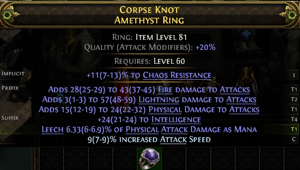 CORPSE KNOT AMETHYST RING