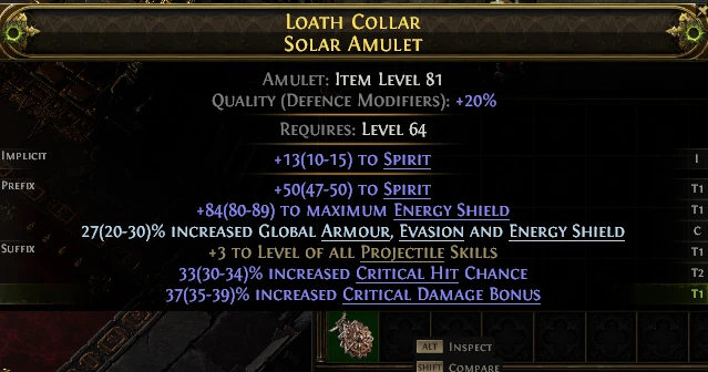 LOATH COLLAR SOLAR AMULET