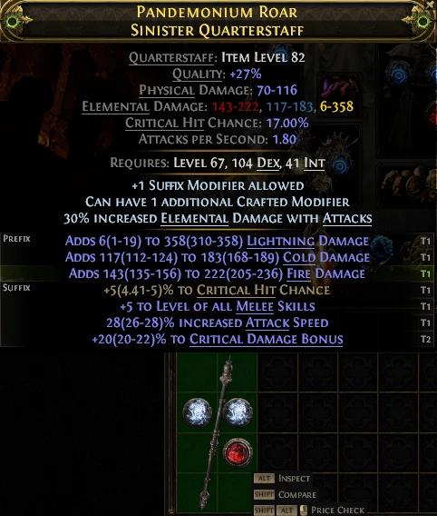 PANDEMONIUM ROAR SINISTER QUARTERSTAFF