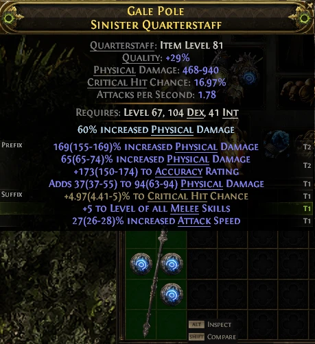 GALE POLE SINISTER QUARTERSTAFF