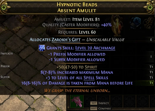 HYPNOTIC BEADS ABSENT AMULET
